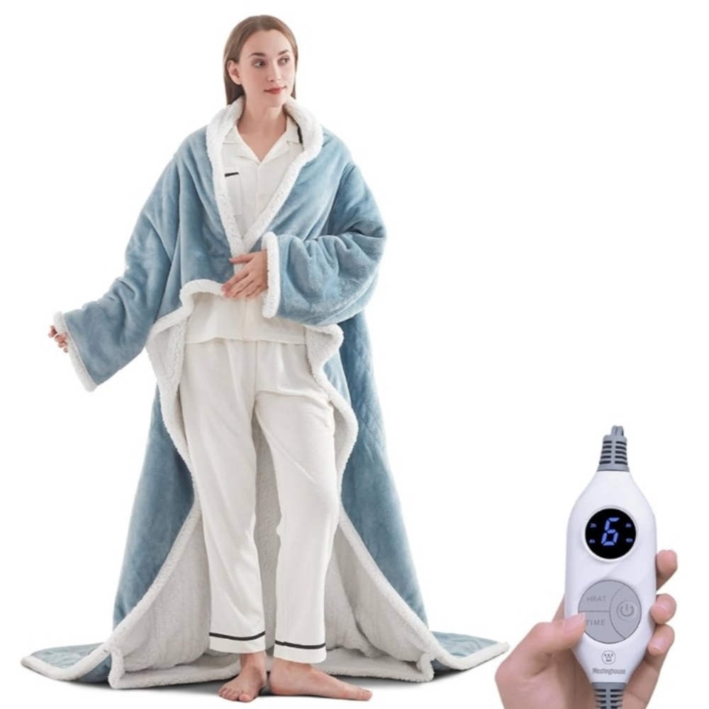 Westinghouse Electric Snuggle Throw Blankets with Foot Pockets, Wearable Heated